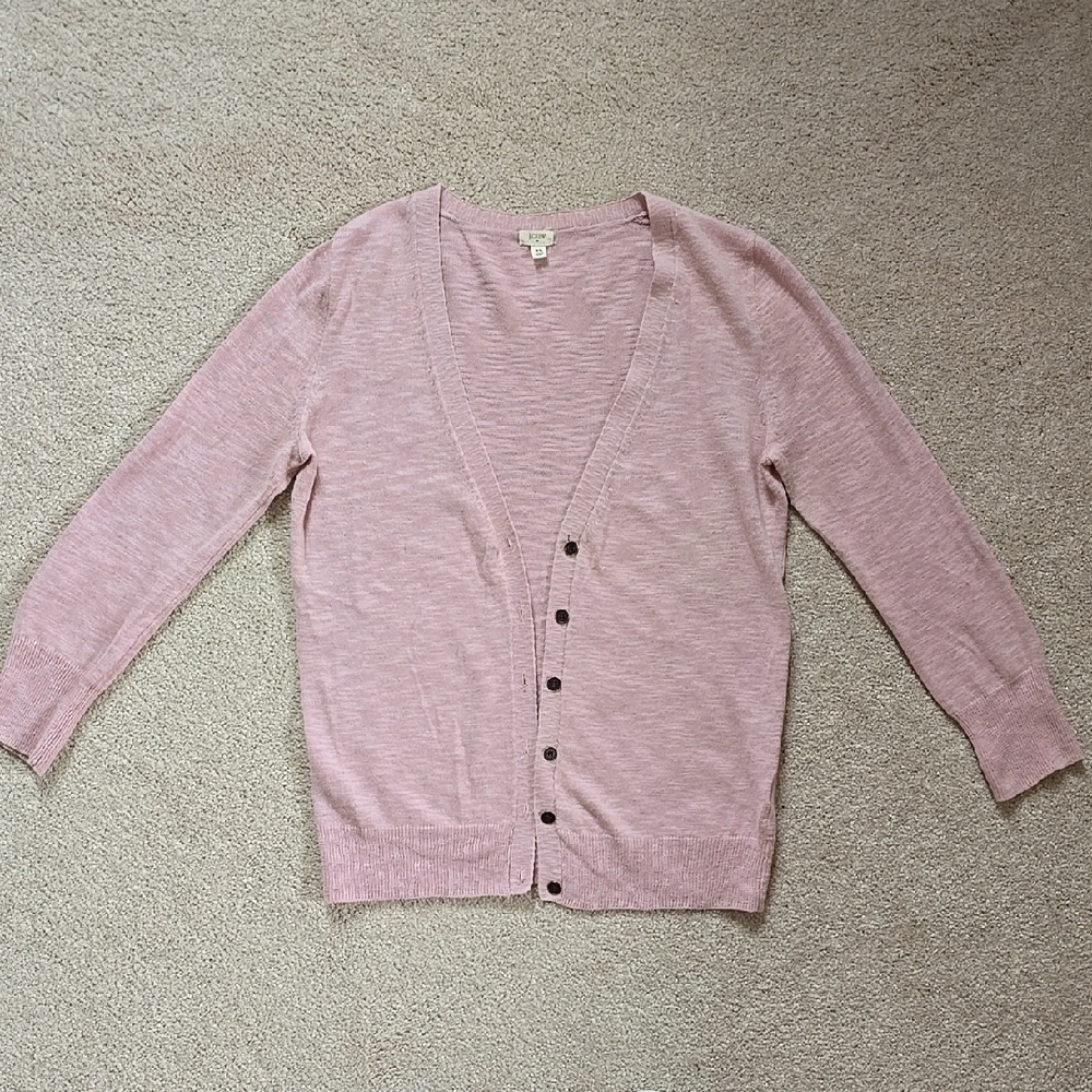 J Crew Pink Linen/Cotton Cardigan Sweater XS - Picture 4 of 8